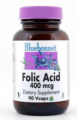 Bluebonnet Folic Acid 400mcg 90 capsules front