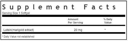 Bluebonnet Lutein 20mg 60 softgels Label