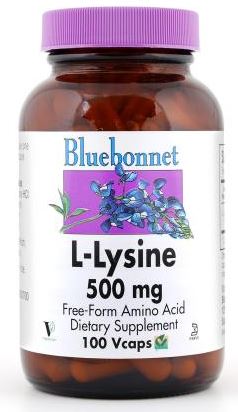 Bluebonnet L-Lysine 500mg 100 capsules Front