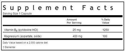 Bluebonnet Magnesium Plus B-6 90 capsules Label