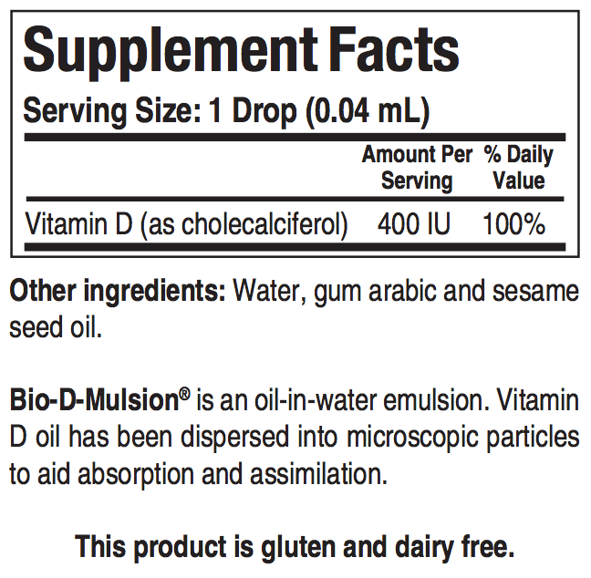 Biotics Research Bio-D-Mulsion Supplement Facts