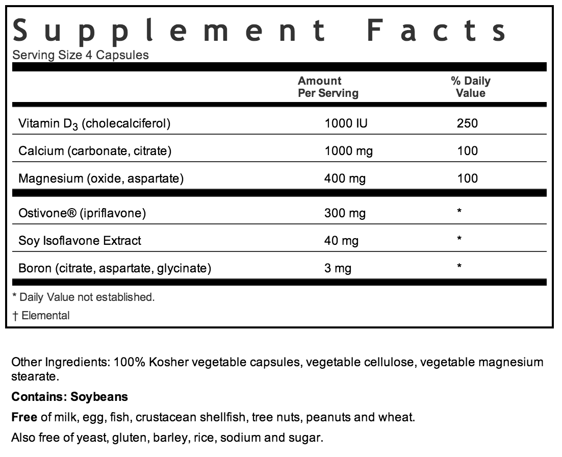 Bluebonnet Osteo-Bone Formula Supplement Facts
