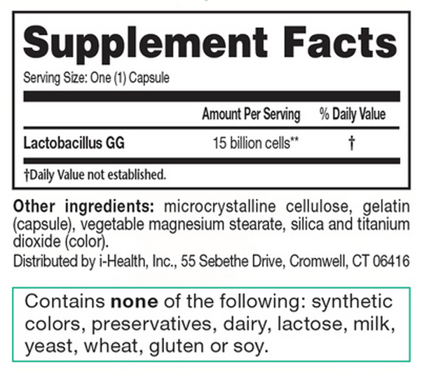 Culturelle W/Lactobacillus Supplement Facts