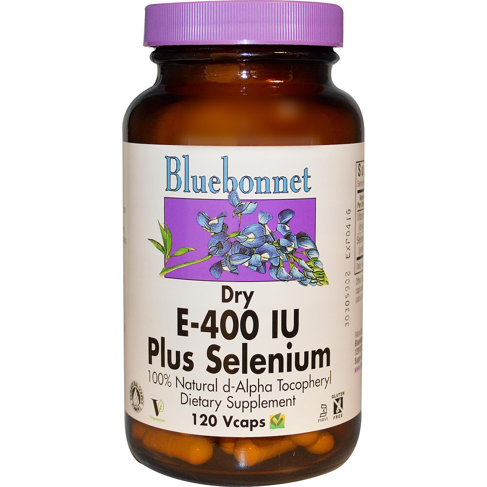 Bluebonnet E 400 IU Plus Selenium 60 Capsules Front