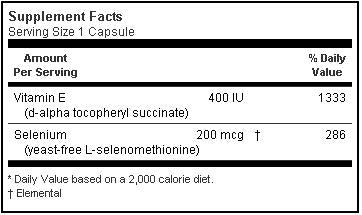 Bluebonnet E 400 IU Plus Selenium 60 Capsules Rear
