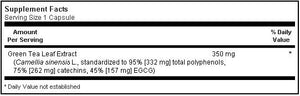 Bluebonnet Herbals Standardized Green Tea Extract 60 Capsules Label