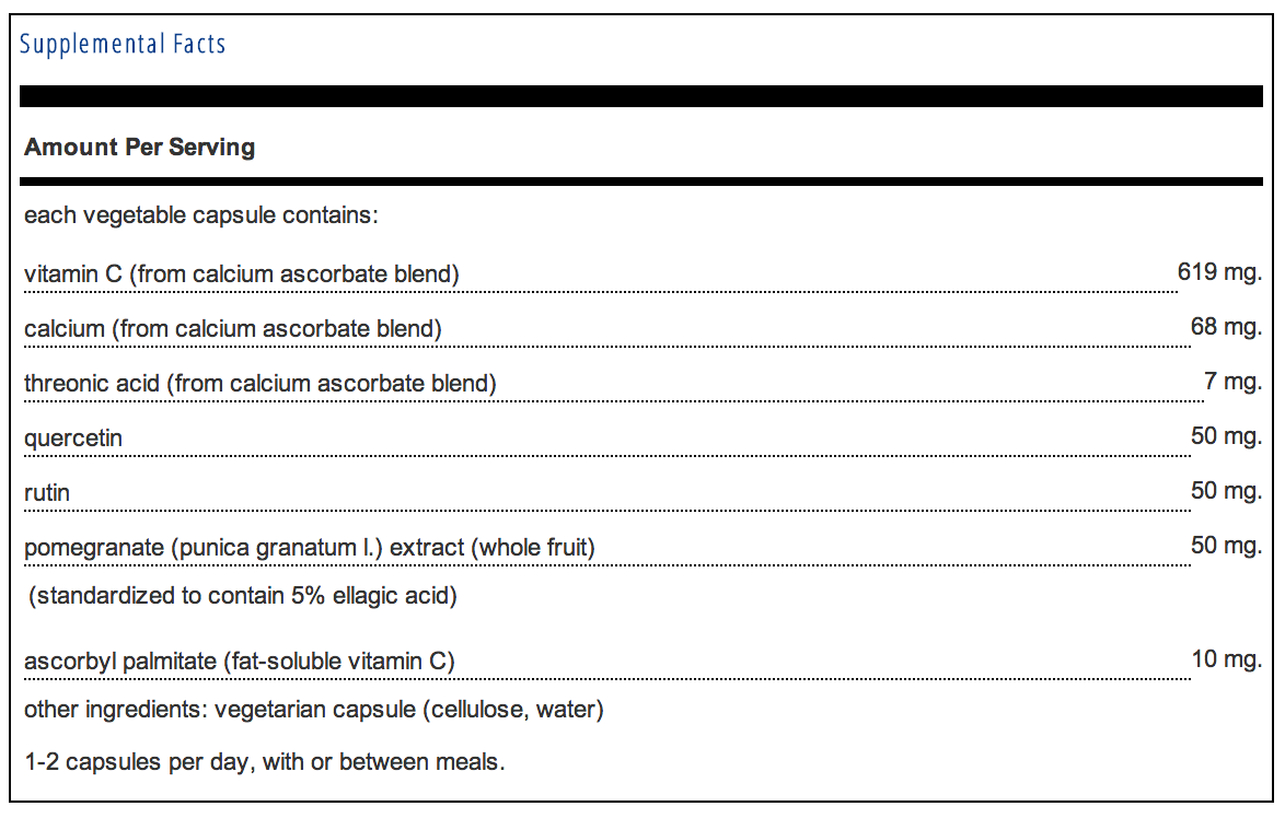 Pure Encapsulations Ester-C® & Flavonoids Supplement Facts