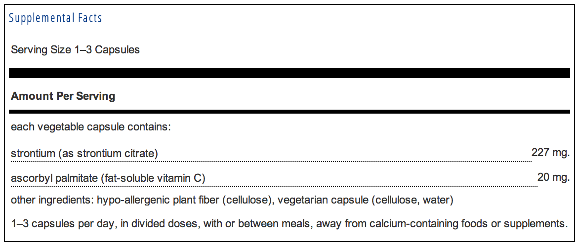 Pure Encapsulations Strontium Supplement Facts